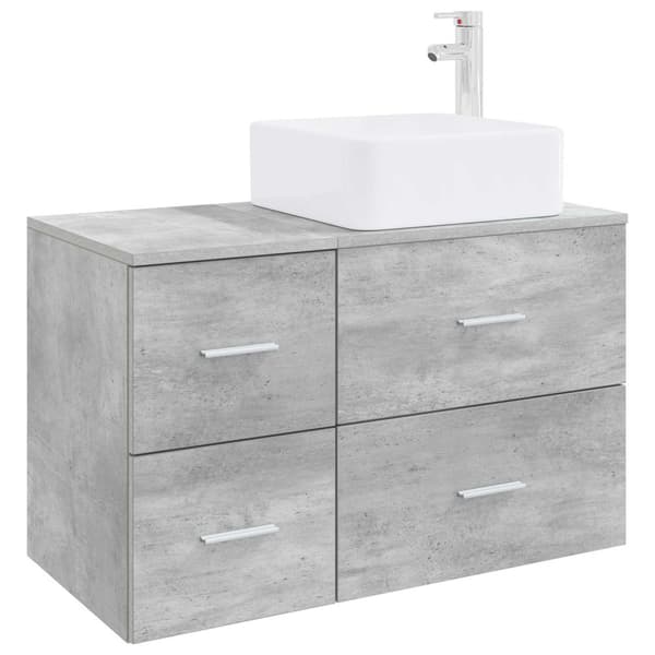 Badrumsmöbelset 2 pcs Betonggrå Konstruerat trä