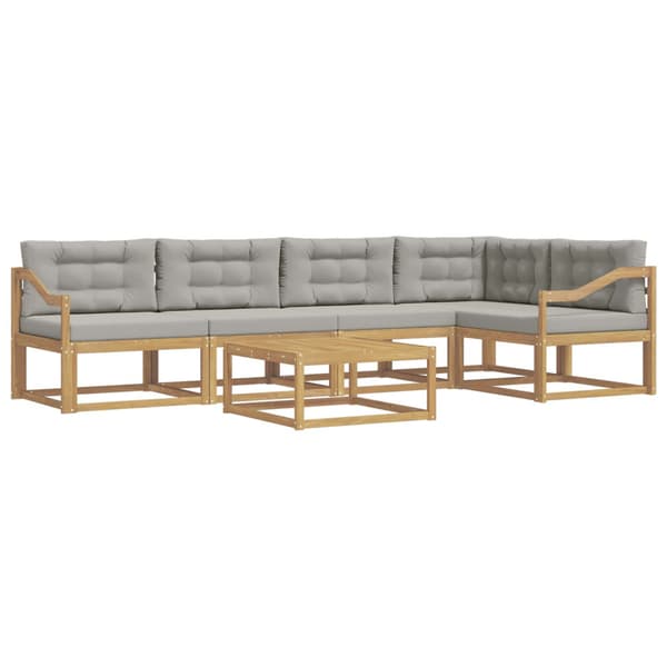 Utomhussoffset 6 pcs Vit och ljusgrå 79 x 79 x 37 cm Polyester