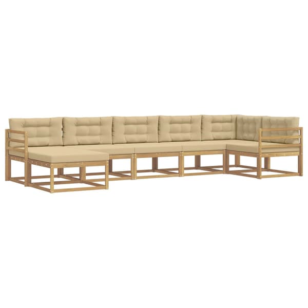 Utomhussoffset med kudde 7 pcs Vit och Beige