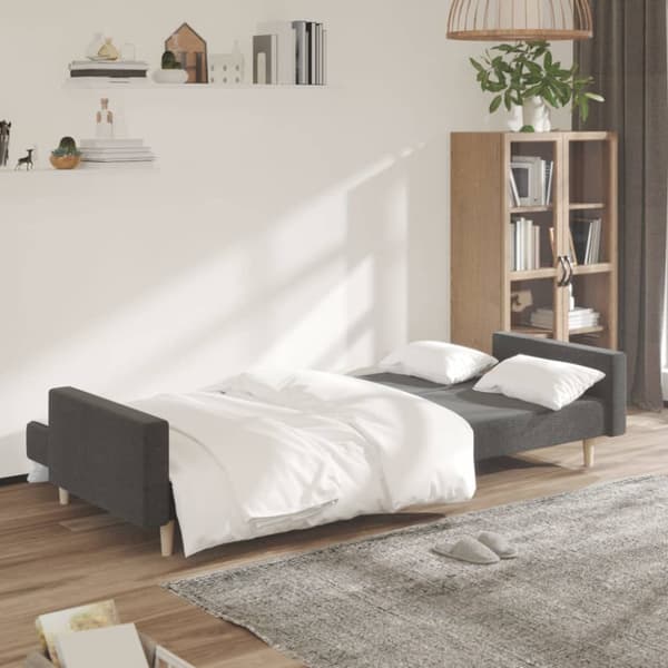 Bäddsoffa 2-sits mörkgrå tyg
