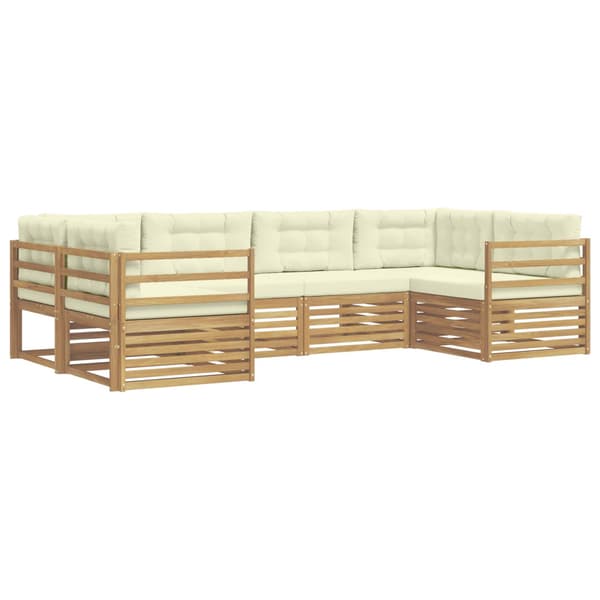 Utomhussoffset med kudde 6 pcs Vit och grädde Polyester