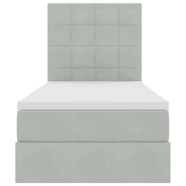 Förvaringssäng med madrass Ljusgrå 90 x 200 cm Sammet