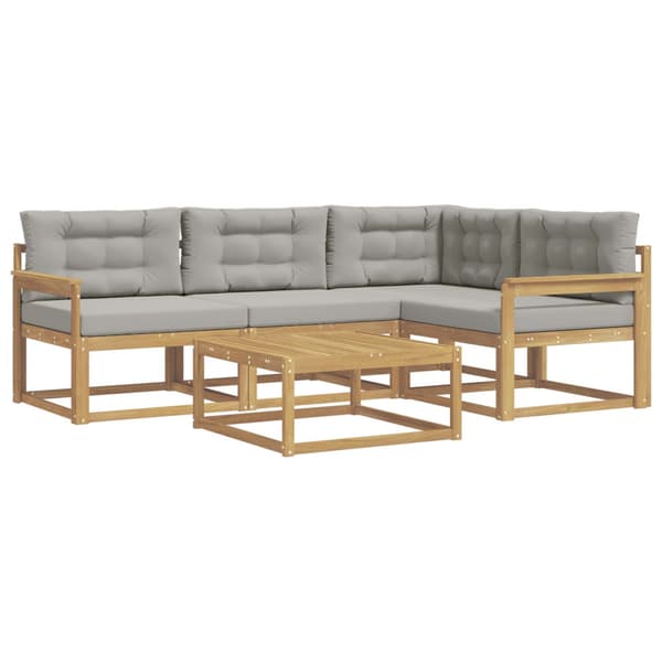 Utomhussoffset 5 pcs Vit och ljusgrå 79 x 79 x 37 cm Polyester