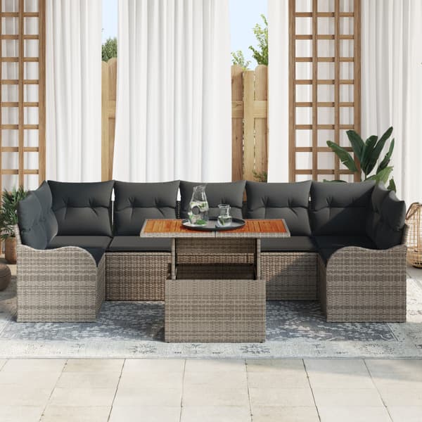 Trädgårdsoffset med lagring 8 pcs Grå Poly rattan