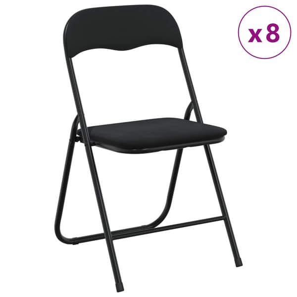 Fällstol 8 pcs Svart 48 x 44 x 78 cm Sammet