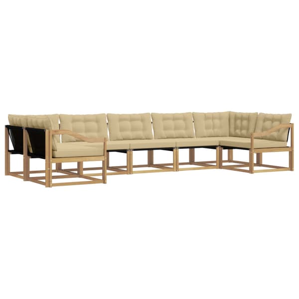 Utomhussoffset med kudde 7 pcs Vit och Beige