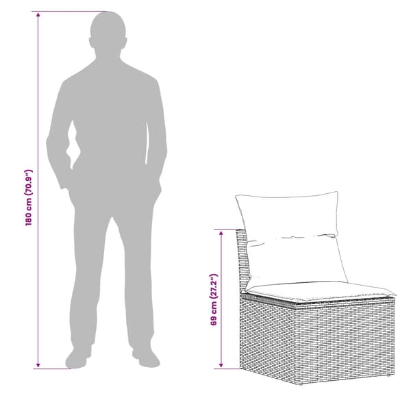 Soffset 5 st Brun och krämvit Poly Rattan och stål