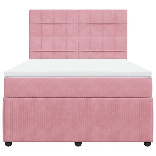 Ramsäng med madrass rosa 140x200 cm sammet