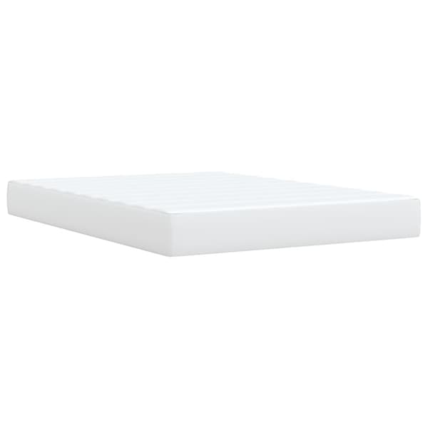 Ramsäng med madrass vit 140x190 cm konstläder