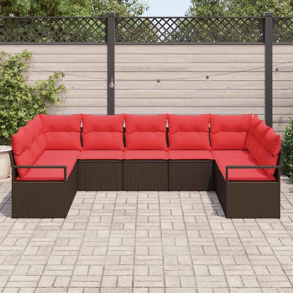 Soffset med kudde 9 pcs Brun konstrotting