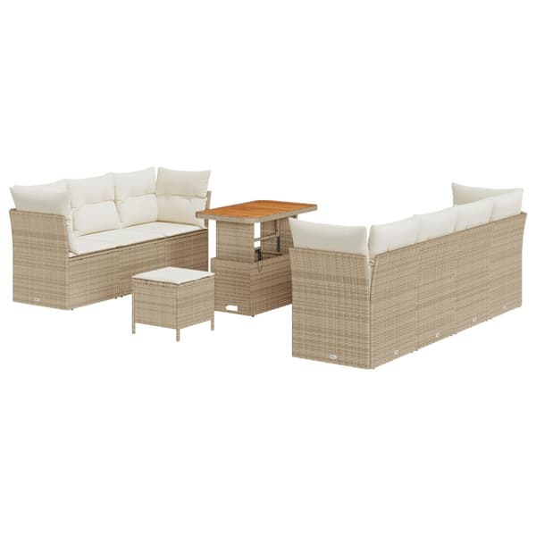 Trädgårdsoffset 10 pcs Beige konstrotting