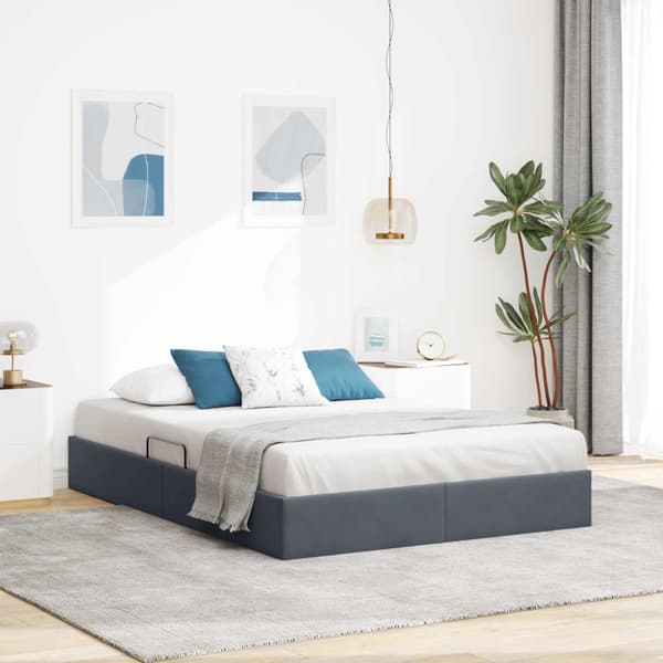 Förvaringssäng med lagring Mörkgrå 140 x 190 cm Sammet