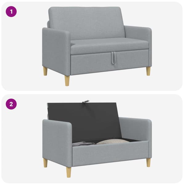 Soffa med förvaring Ljusgrå 122 x 78 x 87 cm Polyester