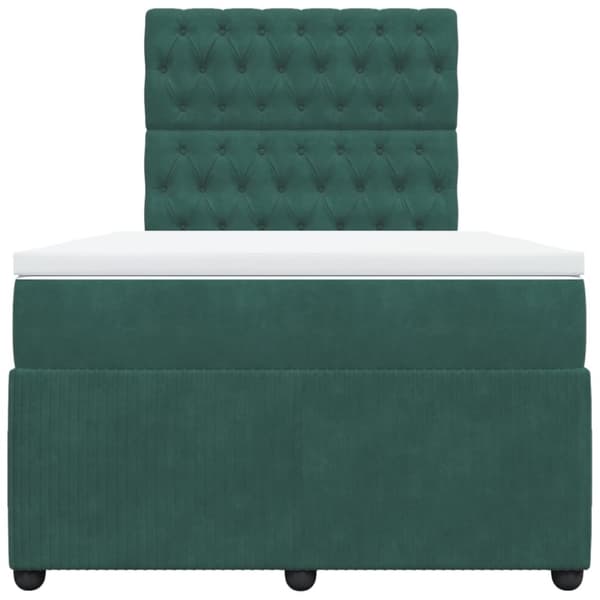 Ramsäng med madrass mörkgrön 120x190 cm sammet