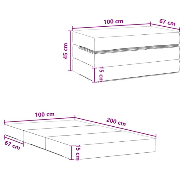 Fällbar Soffbed 100 x 67 x 45 cm Blå