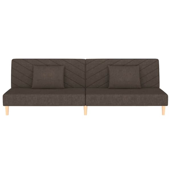Bäddsoffa 2-sits med två kuddar mörkbrun tyg
