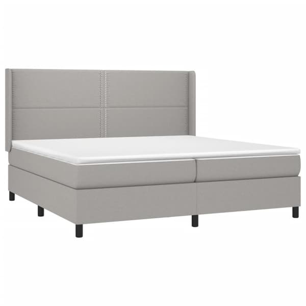 Ramsäng med madrass ljusgrå 200x200 cm tyg