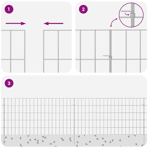 Trädgårdsstängsel med pålar 12 pcs 95 x 50 cm Mesh Silver