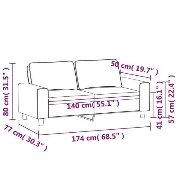 2-sitssoffa ljusgrå 140 cm mikrofibertyg