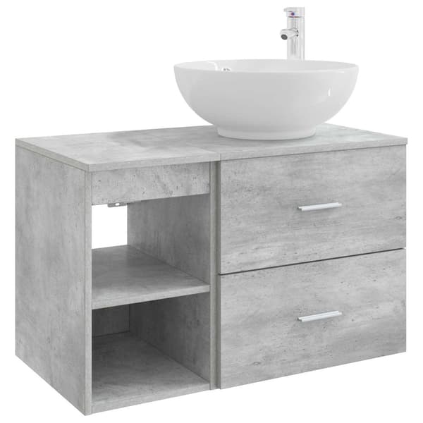 Badrumsmöbelset 2 pcs Betonggrå Konstruerat trä