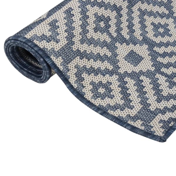 Utomhusmatta plattvävd 100x200 blå ränder