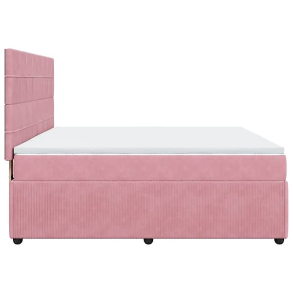Ramsäng med madrass rosa 180x200 cm sammet