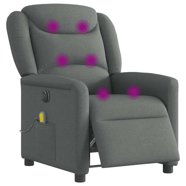 Elektrisk massagefåtölj mörkgrå tyg