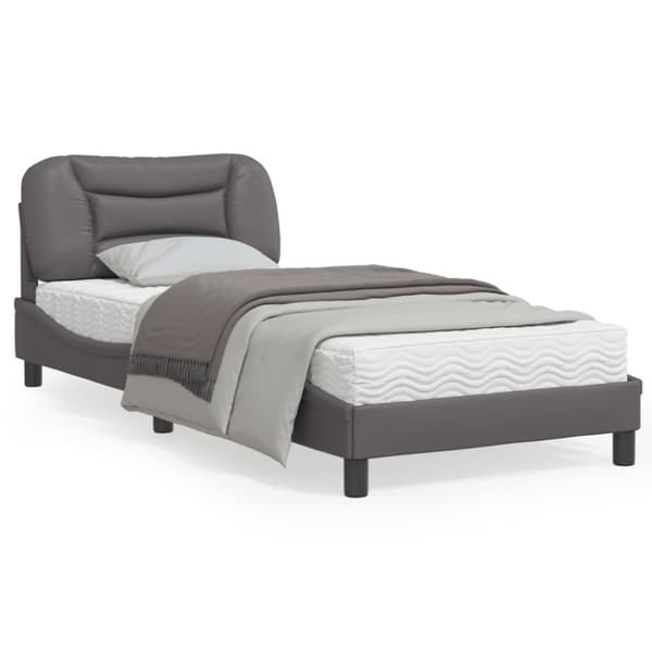 Bed Frame with LED without Mattress "Hvar" Grey 90x190 cm