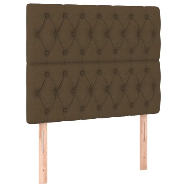 Ramsäng med madrass mörkbrun 90x190 cm tyg