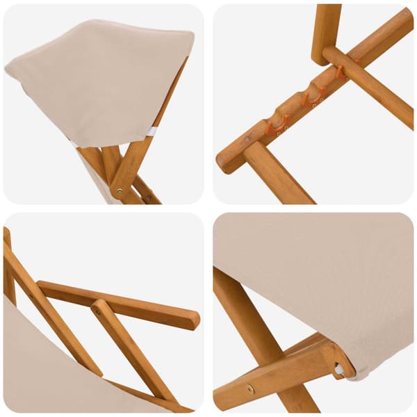 Deck Chair 4 st 3 Position Massiv Eukalyptus Trä Beige