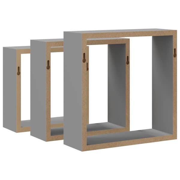 Vägghyllor kub 3 st grå MDF