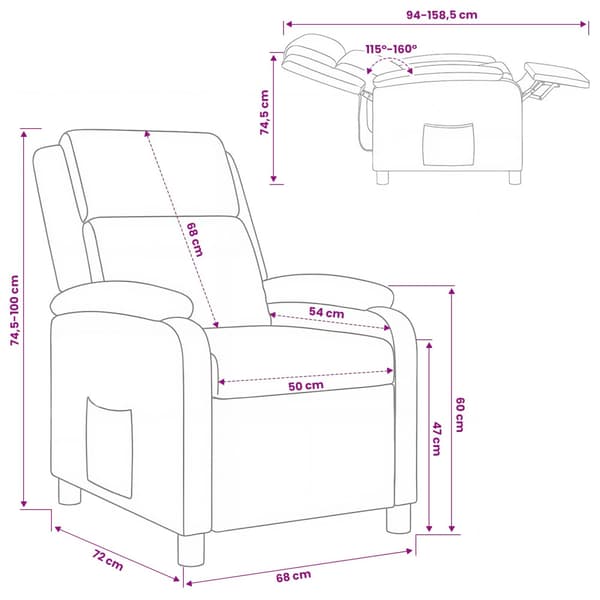 Recliner Ljusgrå Tyg