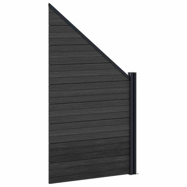 Stängselpanel 3 pcs WPC och aluminium Svart