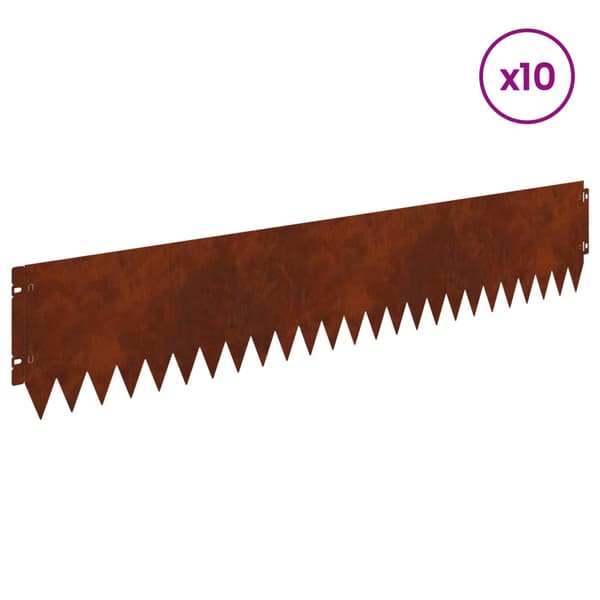 Kant för gräsmatta 10 pcs 103 x 20 cm Stål Rostig
