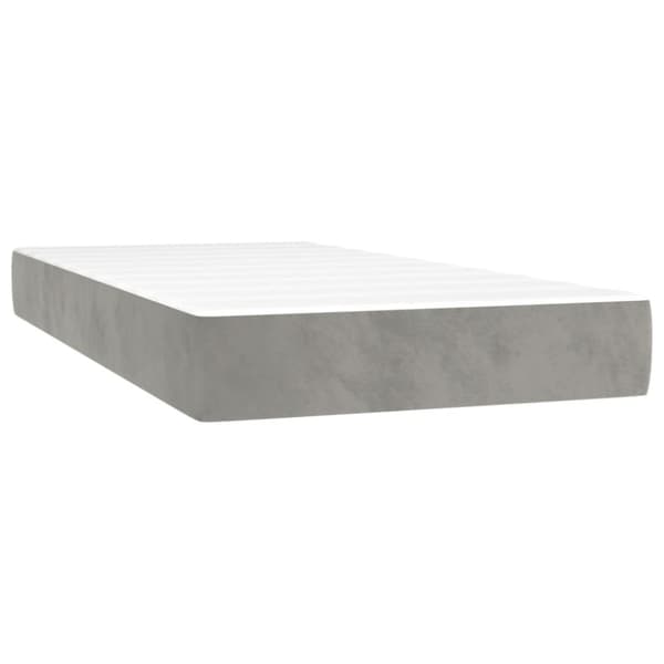 Ramsäng med madrass ljusgrå 100x200 cm sammet