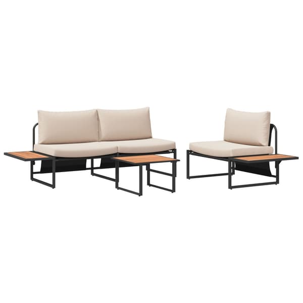 Trädgårdsmöbelset 3 pcs Taupe Stål