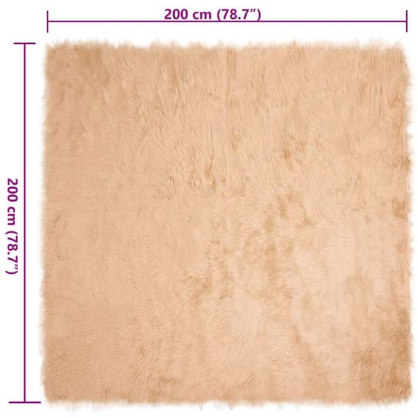 Fuskfäll matta TAFALLA Beige 200 x 200 cm Polyester