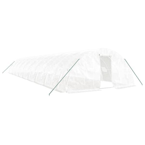 Växthus med stålram vit 90 m² 18x5x2,3 m