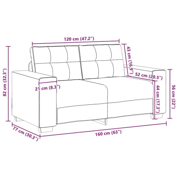 Loveseat soffa ljusgrå 160x77x82 cm tyg