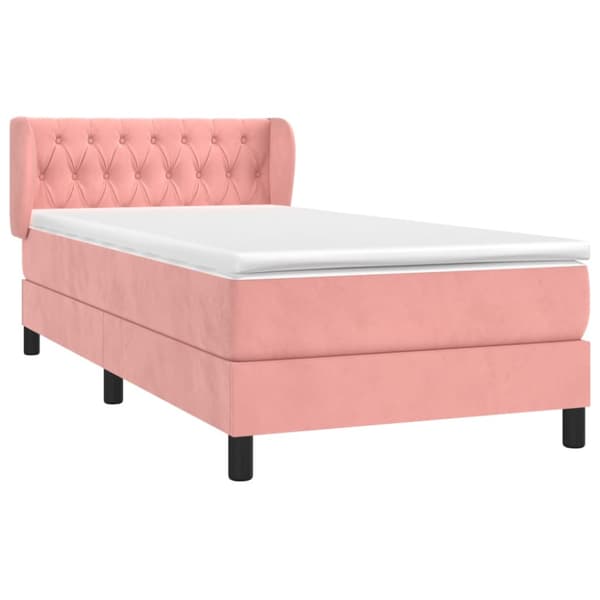 Ramsäng med madrass rosa 100x200 cm sammet
