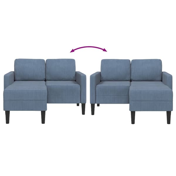 2-sitssoffa med schäslong L-formad blå 125 cm linne