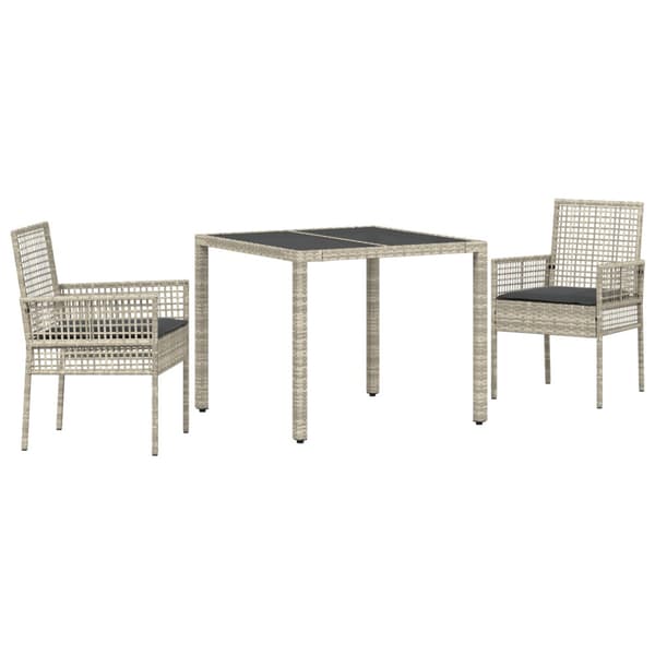 Trädgårdsmöbelset 3 pcs Ljusgrå konstrotting