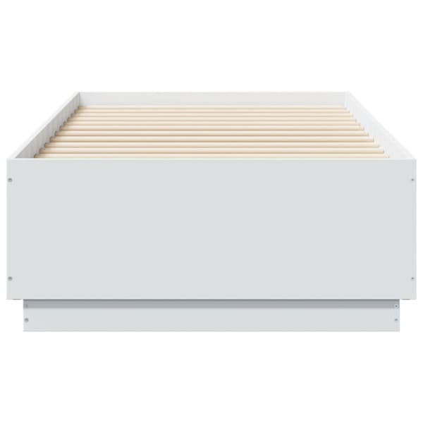 Sängram med LEDs vit 90x190 cm konstruerat trä