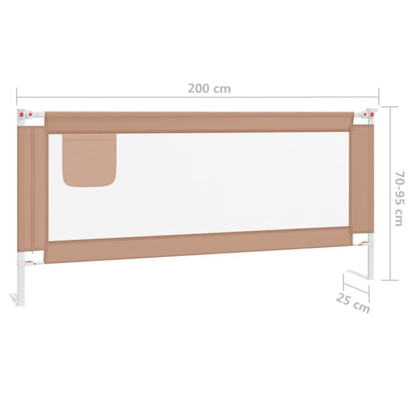 Sängskena för barn taupe 200x25 cm tyg
