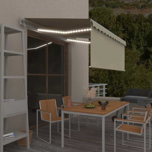 Automatiserad markis vindsensor rullgardin LED 3x2,5m gräddvit
