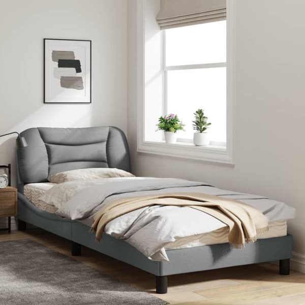 Bed Frame without Mattress "Hvar" Light Grey 80x200 cm Fabric
