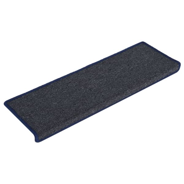 Trappmattor 15 st 65x21x4 cm mörkgrå och blå rektangulär kant