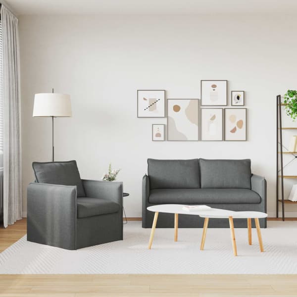 Soffset 2 pcs Mörkgrå 156 x 82 x 85 cm Tyg