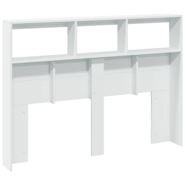 Sänggavel med LED vit 140x17x102 cm