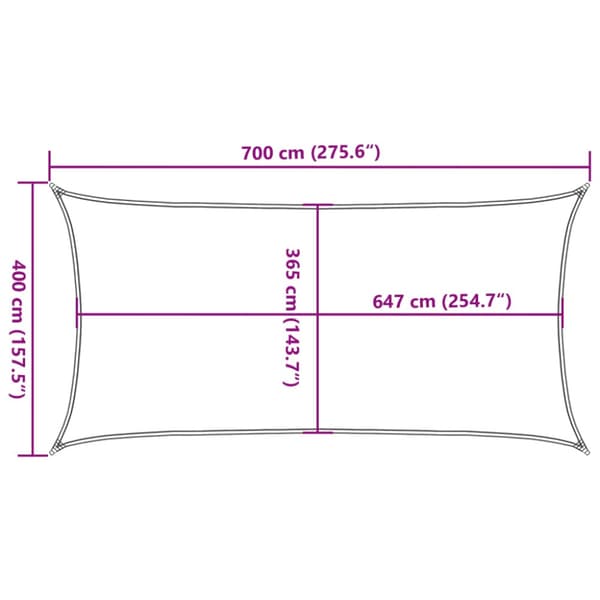 Solsegel ljusgrå 7x4 m 100% polyesteroxford